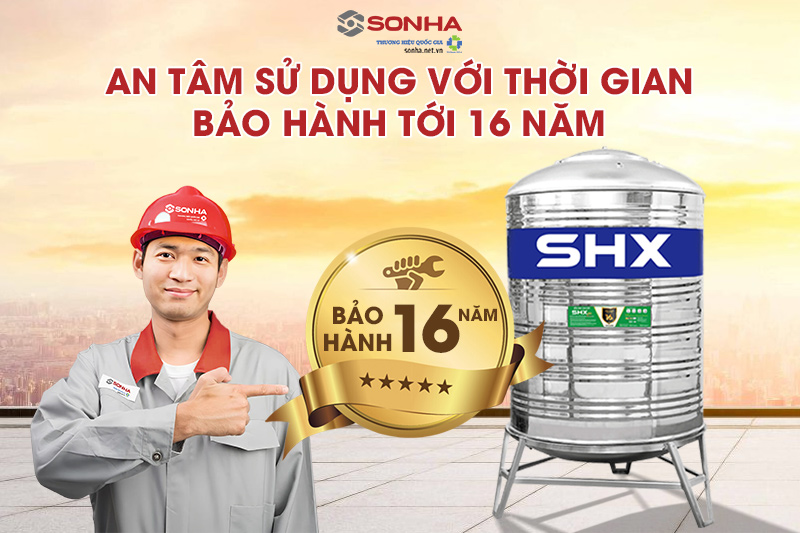 Bồn nước inox SHX đứng 1000L được bảo hành 16 năm