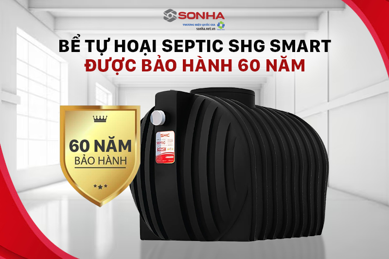 Bể phốt nhựa Sơn Hà Xanh SHG SMART N1200 được bảo hành 60 năm