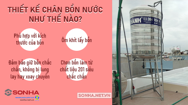 Thiết kế chân bồn nước inox như thế nào?