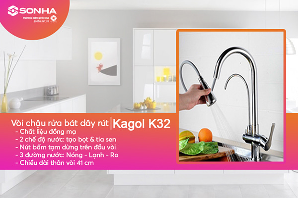 Vòi rửa bát dây rút Kagol K32