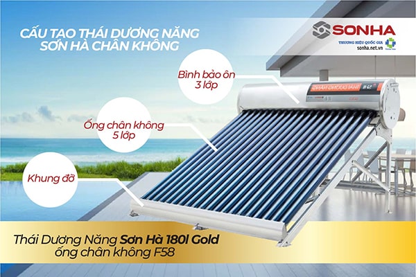 Cấu tạo máy nước nóng năng lượng mặt trời 180L