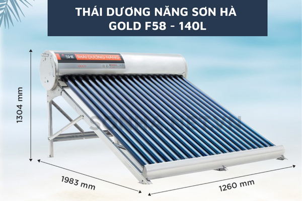 Thông số kích thước thái dương năng 140L ống chân không gold