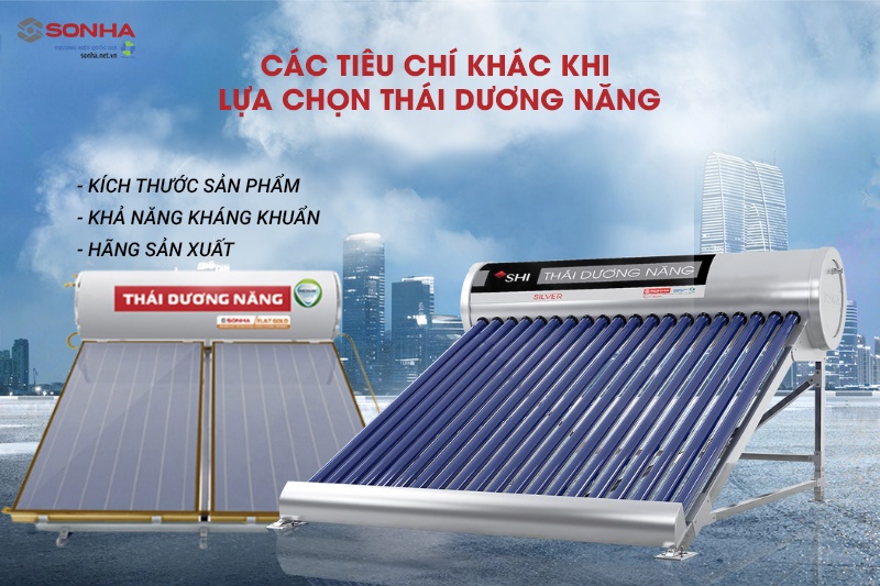 Các tiêu chí khác khi lựa chọn máy nước nóng năng lượng mặt trời