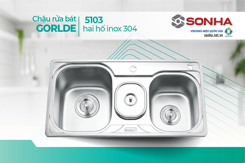 Chậu rửa bát Gorlde 2 hố 5103