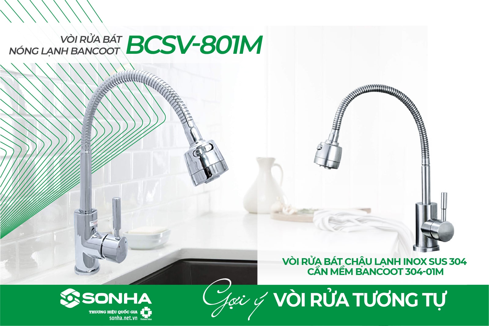 Vòi rửa bát cần mềm Bancoot 304-01M