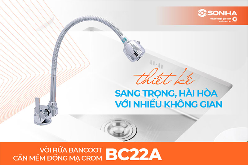 Vòi rửa bát Bancoot BC22A phù hợp nhiều không gian