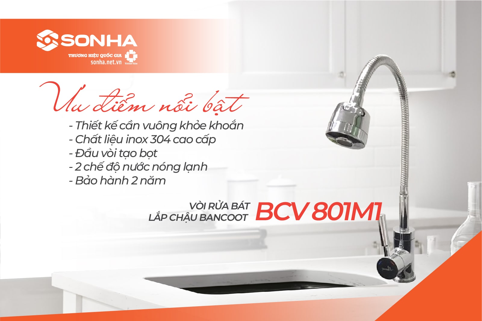 Ưu điểm của vòi rửa bát Bancoot BCV 801M1