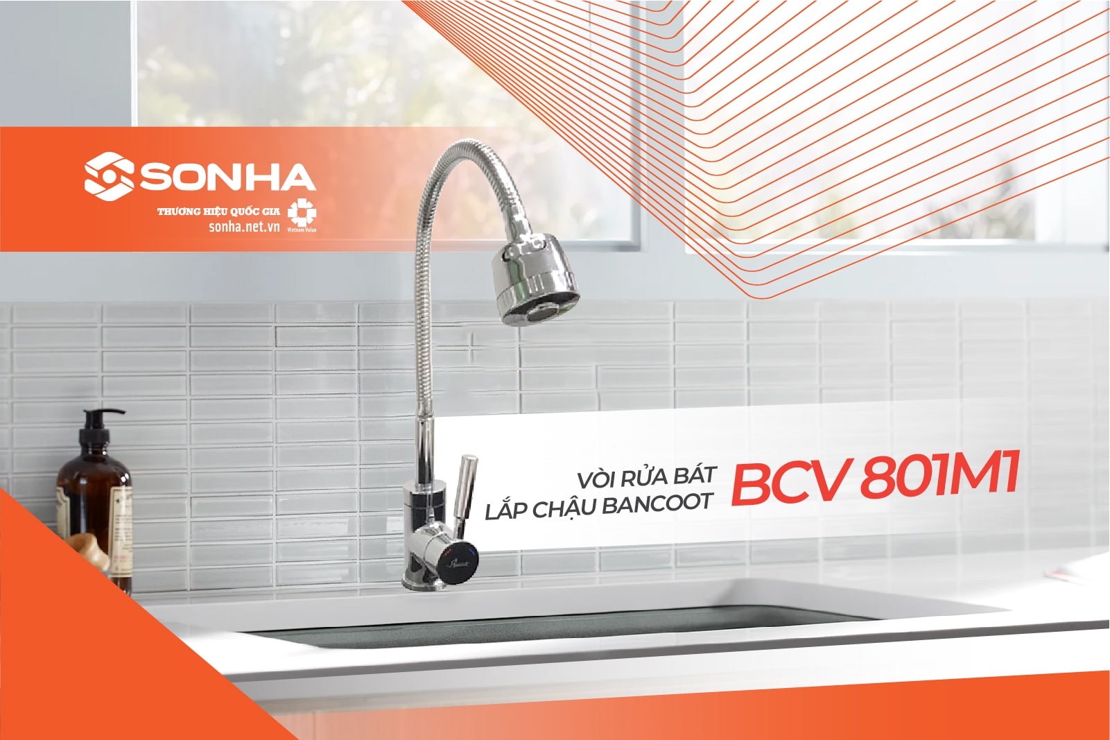 Vòi rửa bát lắp chậu Bancoot BCV 801M1