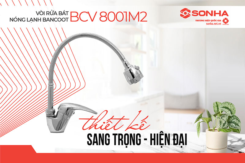 Vòi rửa bát nóng lạnh Bancoot BCV 8001M2 thiết kế sang trọng