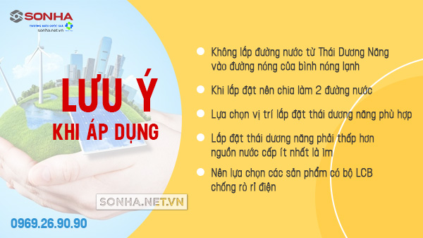 Lưu ý khi áp dụng thái dương năng xuống bình nóng lạnh