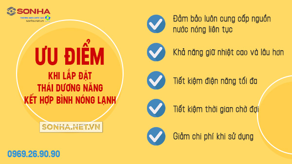 Ưu điểm khi lắp đặt thái dương năng xuống bình nóng lạnh