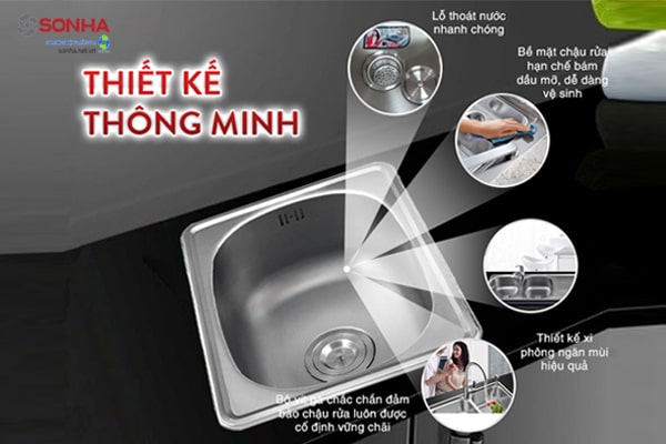 Bồn rửa chén đơn Sơn Hà SH 447 được thiết kế thông minh