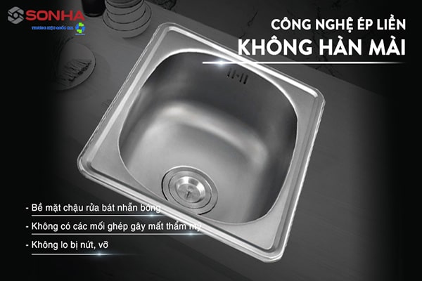 Chậu rửa Sơn Hà SH447 sử dụng công nghệ ép liền hàn mái