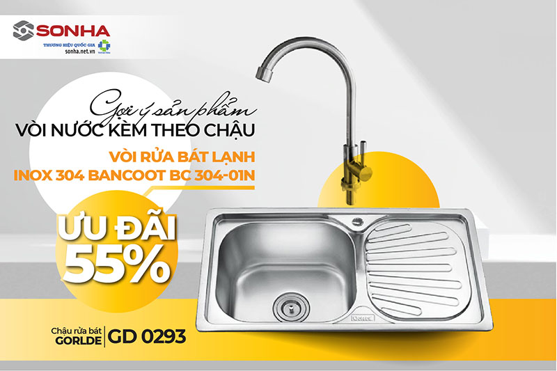 Chậu Gorlde GD 0293 và vòi BC 304-01N