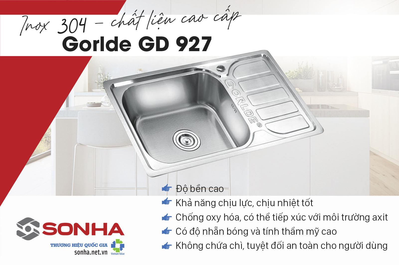 Ưu điểm vượt trội của chậu rửa bát Gorlde GD 927