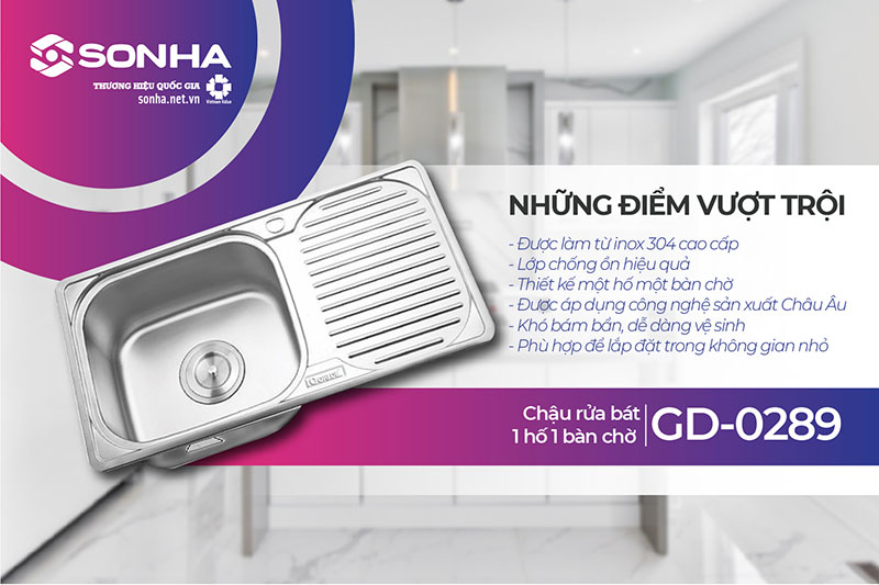 Ưu điểm chậu rửa chén 1 hộc 1 cánh Gorlde GD-0289