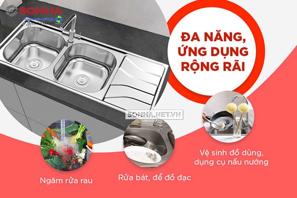 Chậu rửa bát Inox Sơn Hà S100 tiện ích đa năng cho người sử dụng