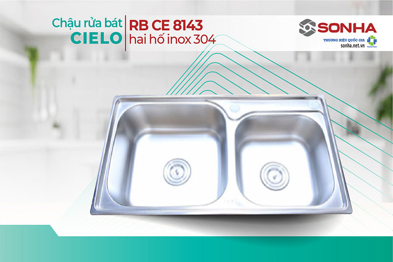 Chậu rửa bát 2 hố Cielo CE 8143