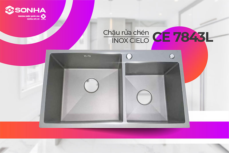 Chậu rửa bát inox Cielo 7843L