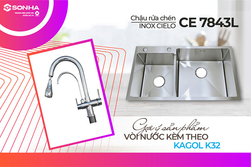 Combo Cielo 7843L với vòi Kagol K32