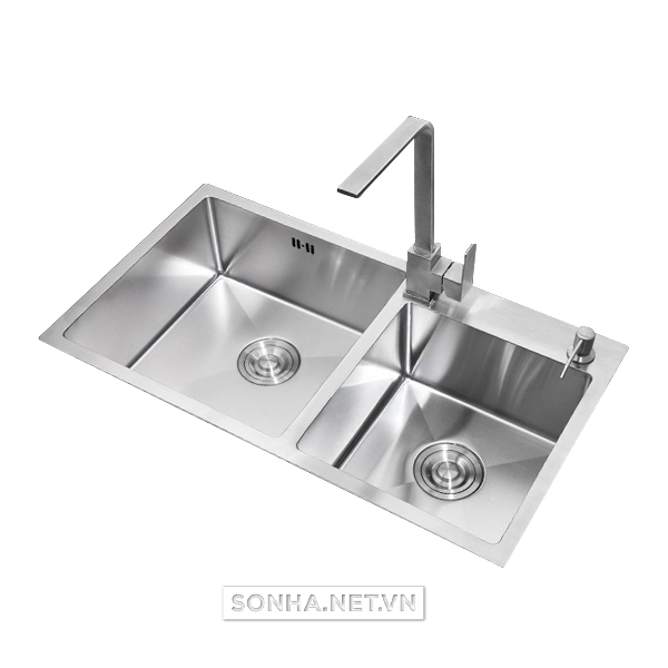 Chậu rửa bát inox 304 hai hố nanosi  N-8245L (820x450x220 mm)