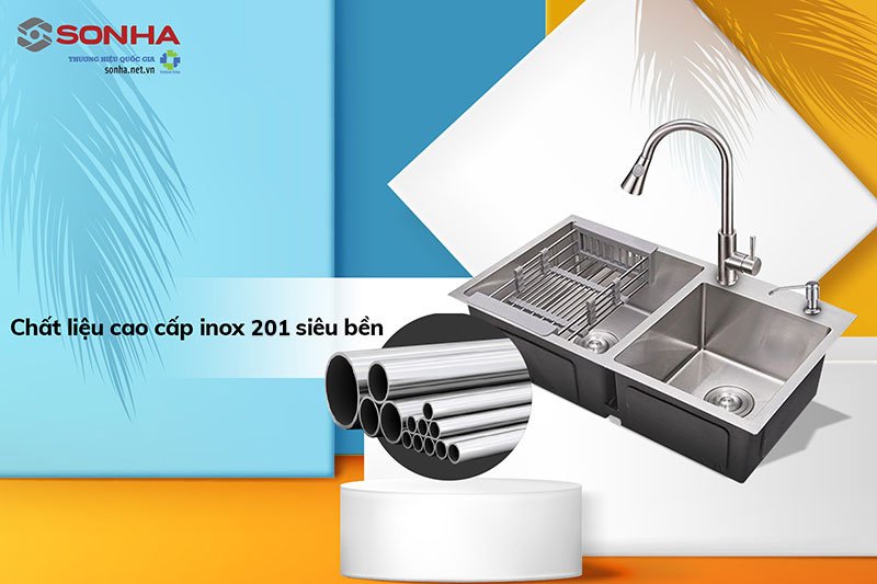 Chậu Nanosi Ns-7843L rất bền do làm từ inox 201