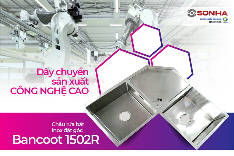 Bồn rửa chén Bancoot 1502R được sản xuất công nghệ hiện đại