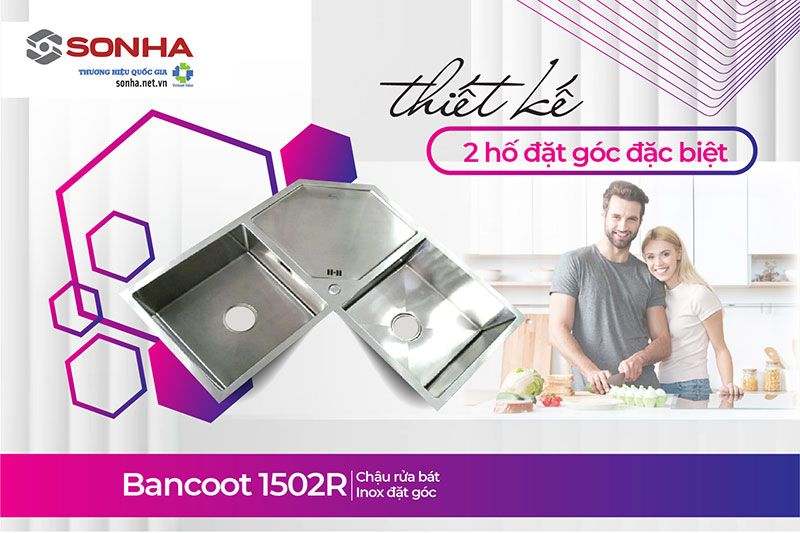 Chậu Bancoot 1502R thiết kế 2 góc đặc biệt