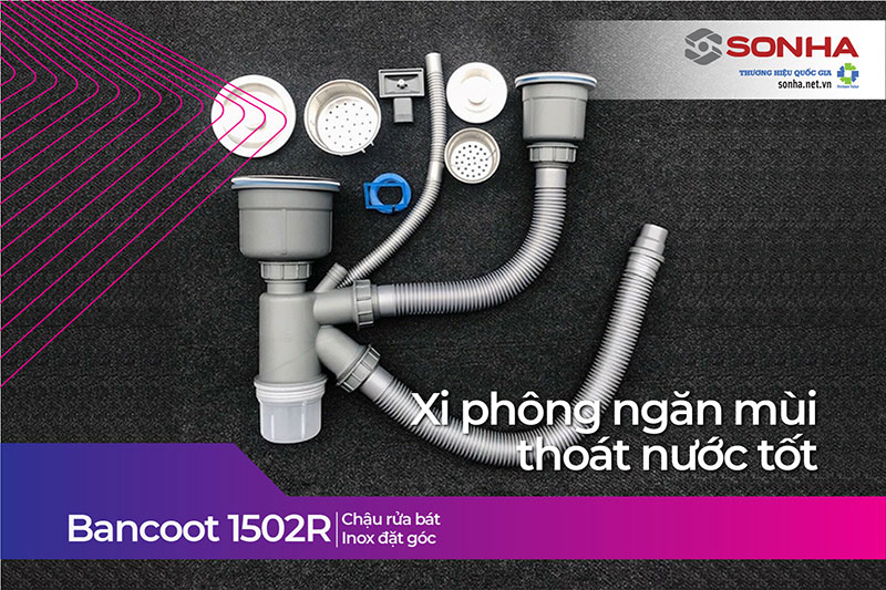 Xi phông Bancoot 1502R ngăn mùi, thoát nước tốt