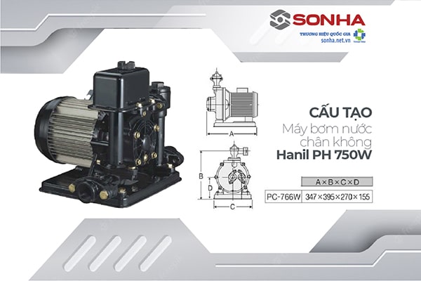 Cấu tạo máy bơm Hanil 750W