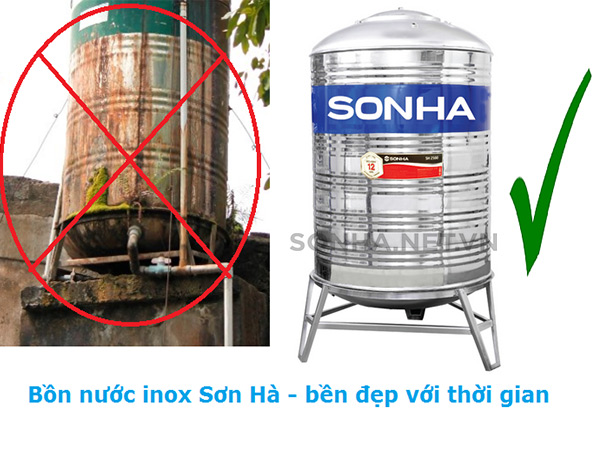 bể nước inox Sơn Hà 1500l đứng