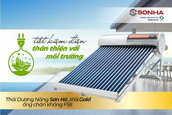 Bình thái dương năng 300L Sơn Hà tiết kiệm điện năng