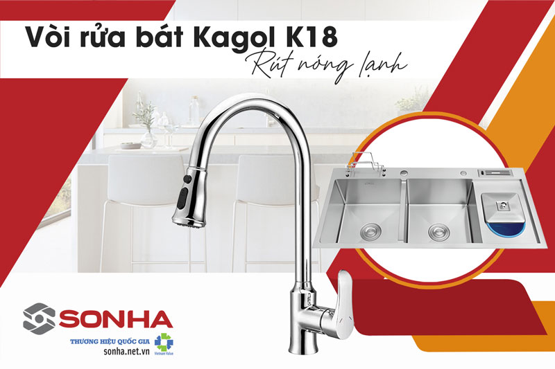 Chậu rửa bát 2 hố Nanosi NS-10048 và vòi Kagol K18