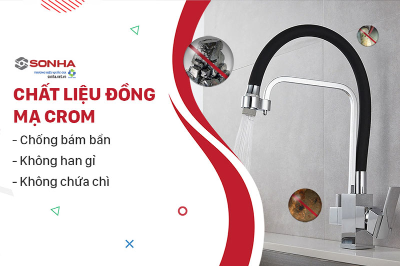 ưu điểm vòi Homaya HM3DN làm bằng đồng mạ crom