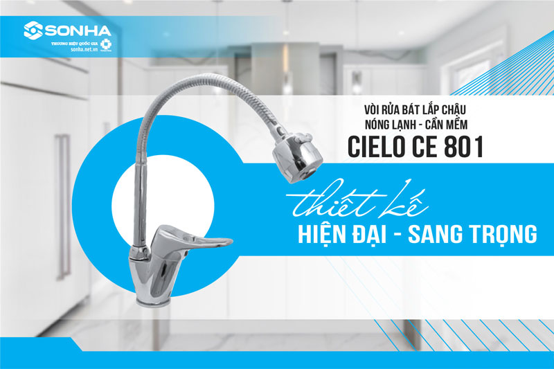 Vòi rửa bát Cielo CE 801 thiết kế sang trọng