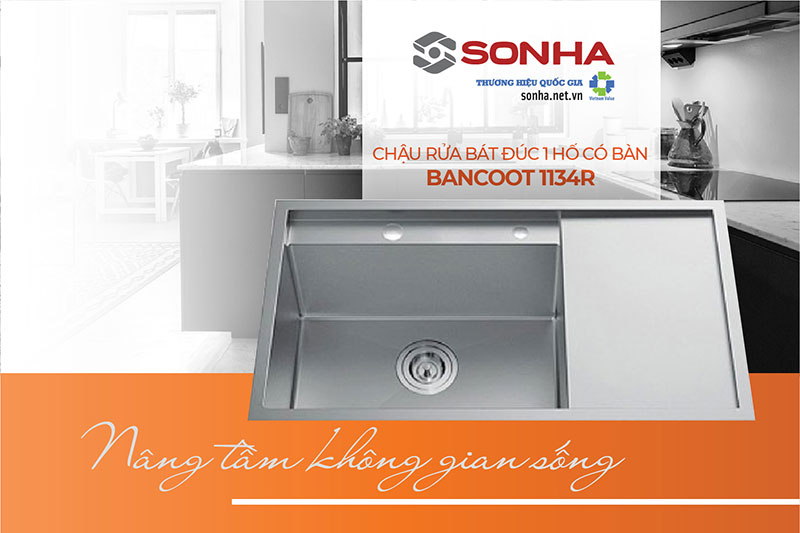 Chậu rửa bát 1 hố đúc Bancoot 1134R