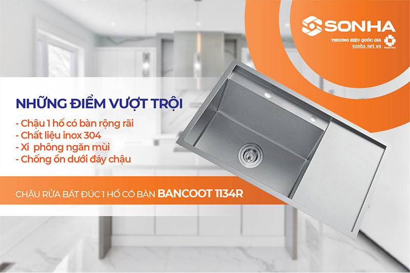 Ưu điểm chậu rửa chén 1 hộc Bancoot 1134R