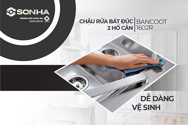 Chậu rửa Bancoot 1602R dễ dàng vệ sinh