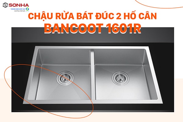 Chậu rửa bát đúc 2 hố cân Bancoot 1601R