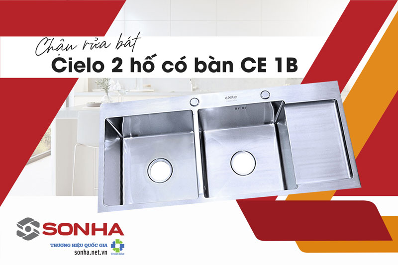 Chậu rửa bát inox 304 đúc 2 hố Cielo CE 1B