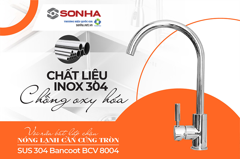 Vòi rửa bát Bancoot 5 BCV8004 làm từ inox 304