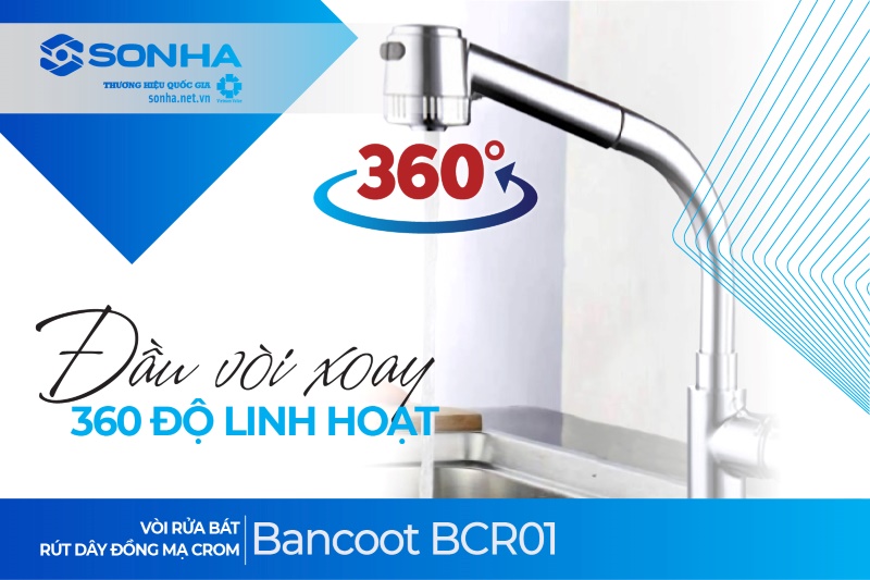 Đầu vòi BCR01 xoay 360 độ linh hoạt