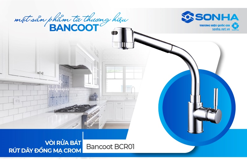 Vòi rửa bát rút dây đồng mạ crom Bancoot BCR01