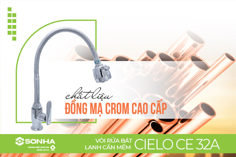 Vòi Cielo CE 32A chất liệu đồng mạ crom