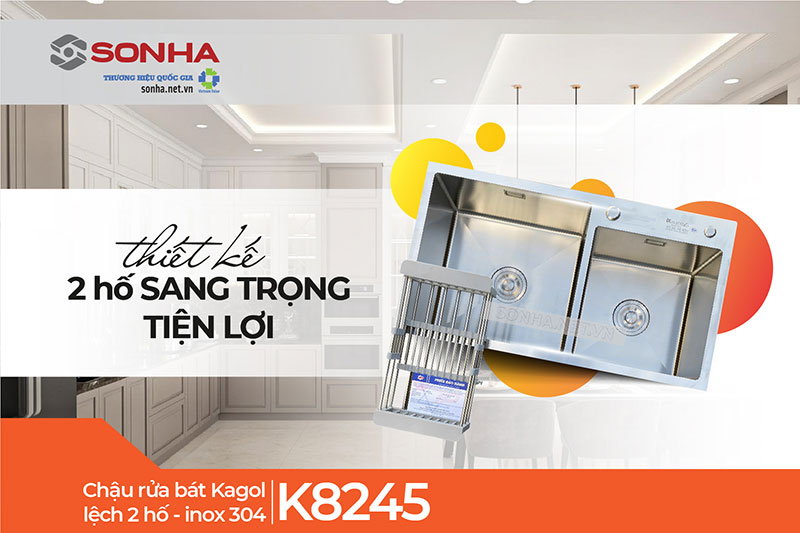 Chậu rửa bát K8245-304 thiết kế sang trọng, hiện đại