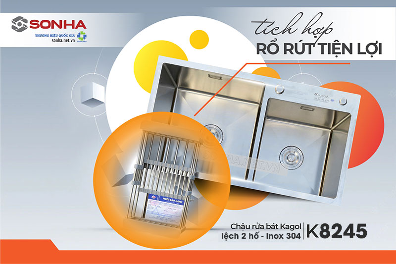 Rổ rút tiện lợi đi kèm chậu Kagol K8245-304