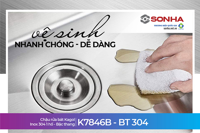 Bồn rửa chén Kagol K7846B - BT 304 vệ sinh dễ dàng