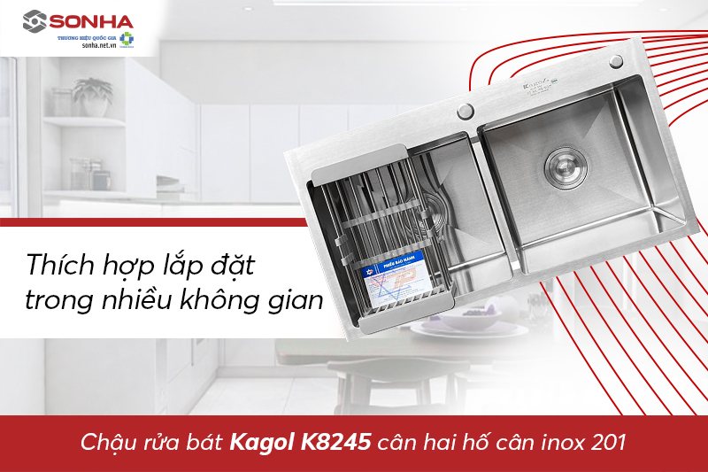 Chậu Kagol K8245 cân inox 201 lắp đặt mọi không gian