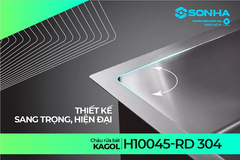 Thiết kế chậu rửa  Kagol H10045-RD 304 sang trọng, hiện đại