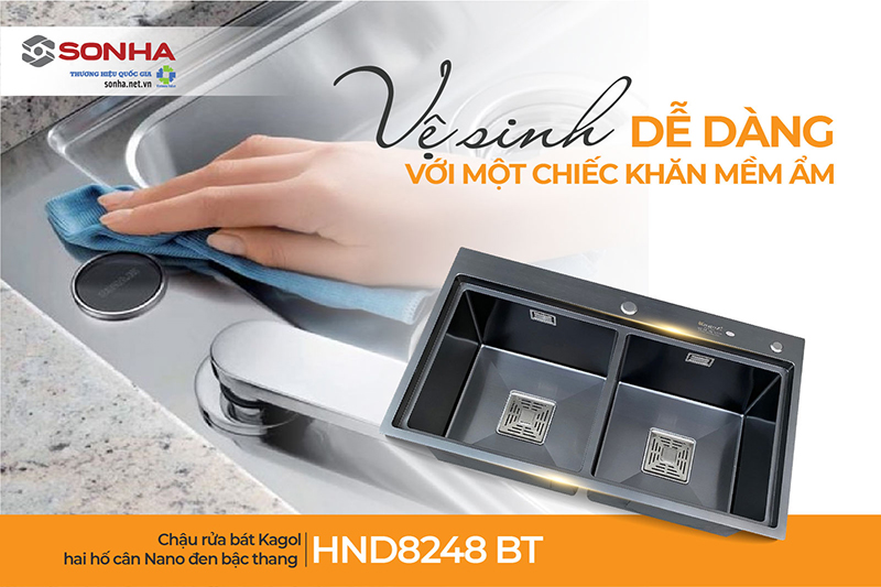 Chậu Kagol HND8248-BT dễ dàng vệ sinh